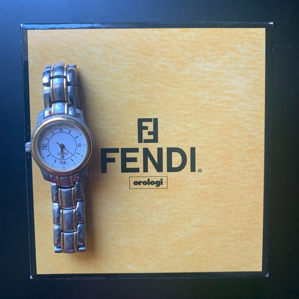Women’s Fendi two-toned 210l quartz analog timepiece - watch. rare